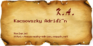 Kacsovszky Adrián névjegykártya